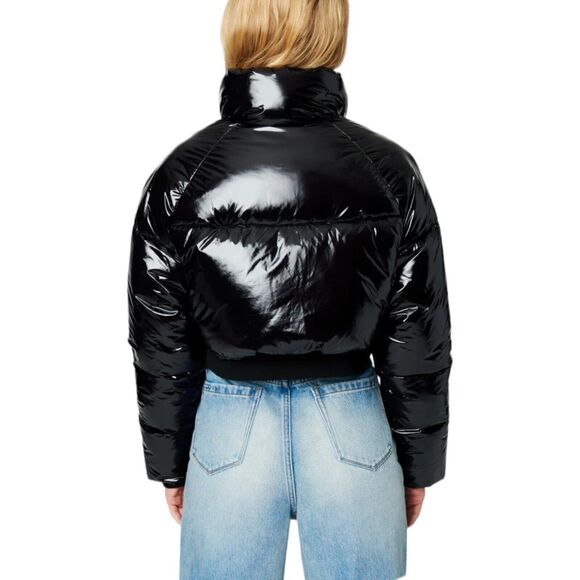 Blank NYC Jacket Women’s L Black Crop Puffer in Cold Lover Shine Nylon High Neck - Picture 11 of 15